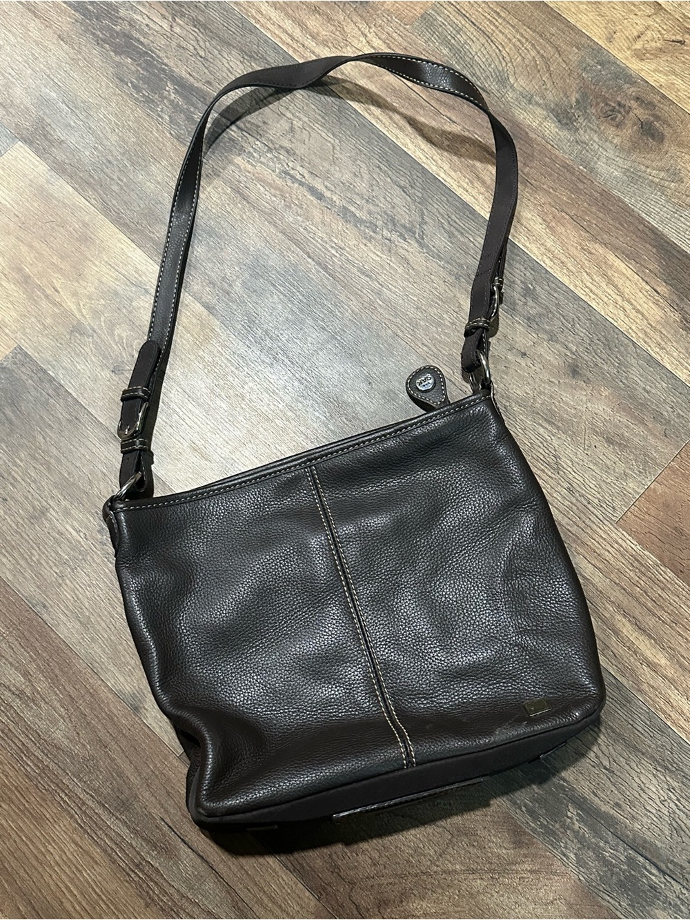 The Sak Dark Brown Pebbled Leather Crossbody Shoulder Bag